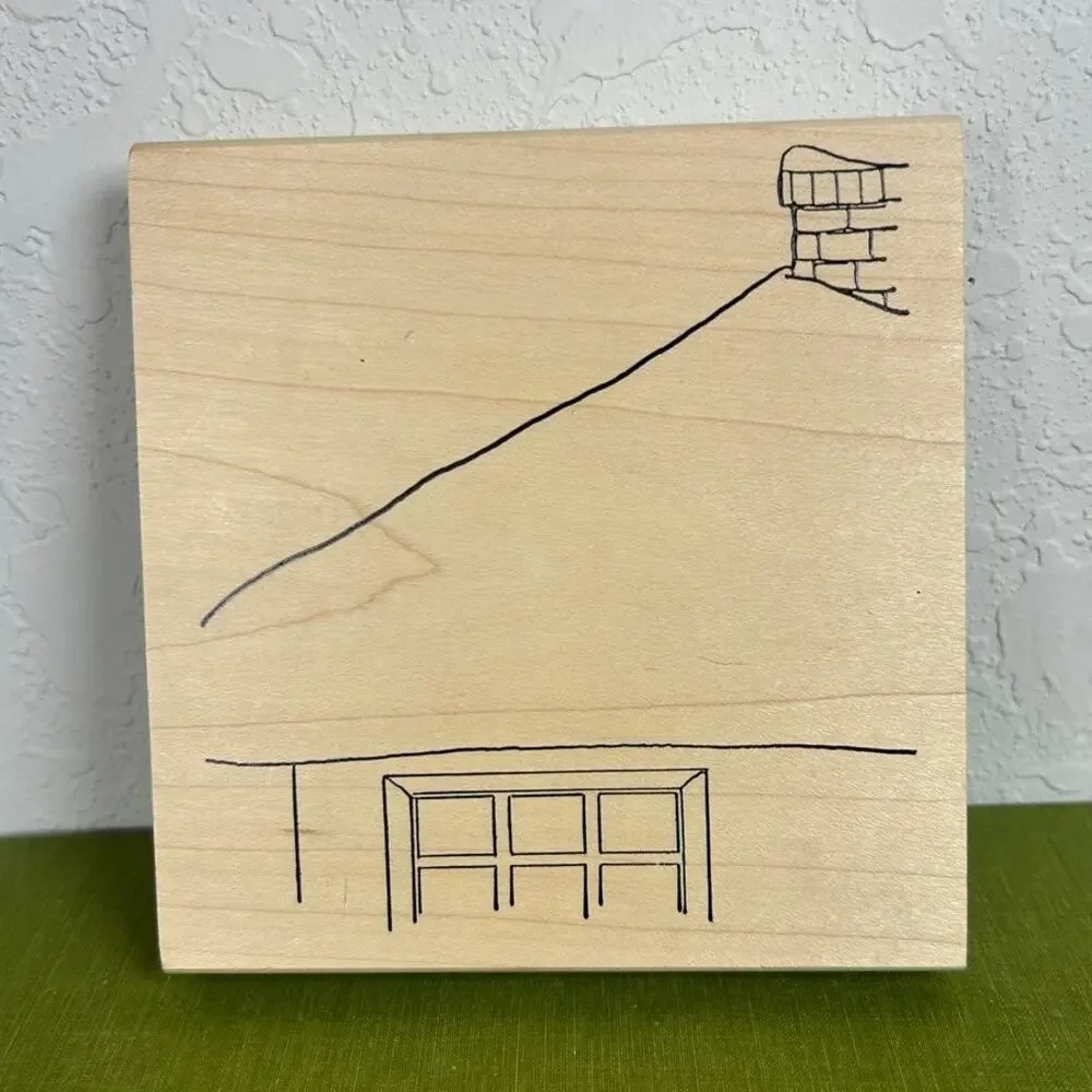 Vtg Art Impressions- Rubber Stamp- Winter Snow Rooftop- Crafting- 5x4.75